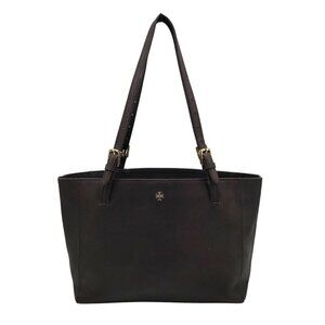 Tory Burch Dark Brown Saffiano Leather York Buckle Tote Bag